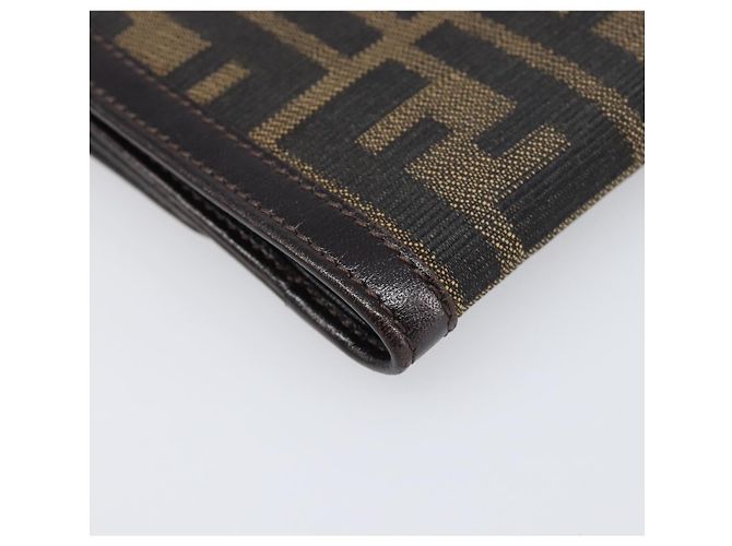 Portafoglio FENDI Zucca Canvas Mamma Baguette Nero Marrone Auth 199786A - vista 14