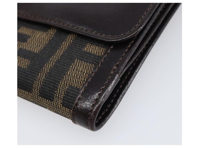 Portafoglio FENDI Zucca Canvas Mamma Baguette Nero Marrone Auth 199786A - vista 15