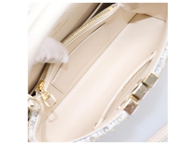 Borsa a mano LOUIS VUITTON Capucine in tweed Ivory LV Auth 198671SAM Crudo - vista 11