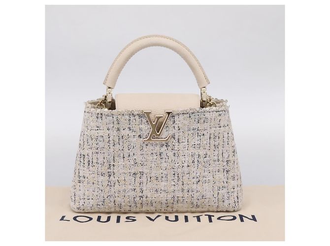 Borsa a mano LOUIS VUITTON Capucine in tweed Ivory LV Auth 198671SAM Crudo - vista 12