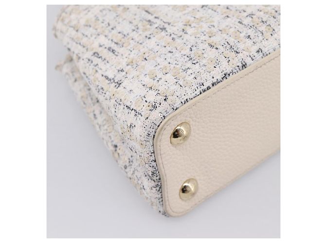 Borsa a mano LOUIS VUITTON Capucine in tweed Ivory LV Auth 198671SAM Crudo - vista 15
