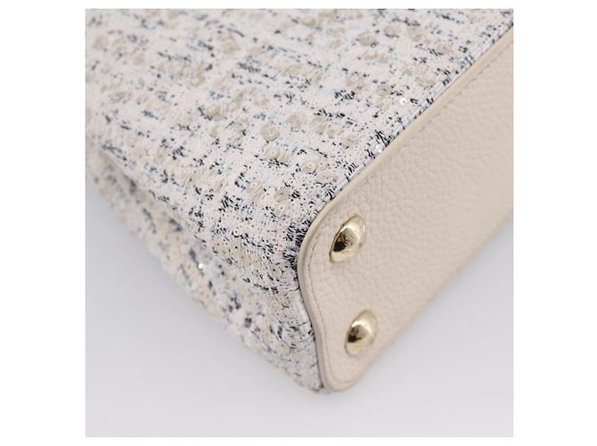Borsa a mano LOUIS VUITTON Capucine in tweed Ivory LV Auth 198671SAM Crudo - vista 17