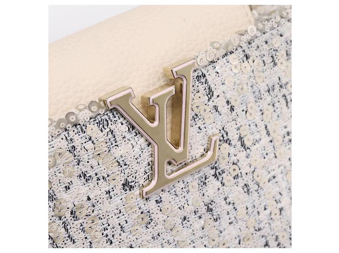 Borsa a mano LOUIS VUITTON Capucine in tweed Ivory LV Auth 198671SAM Crudo - vista 18