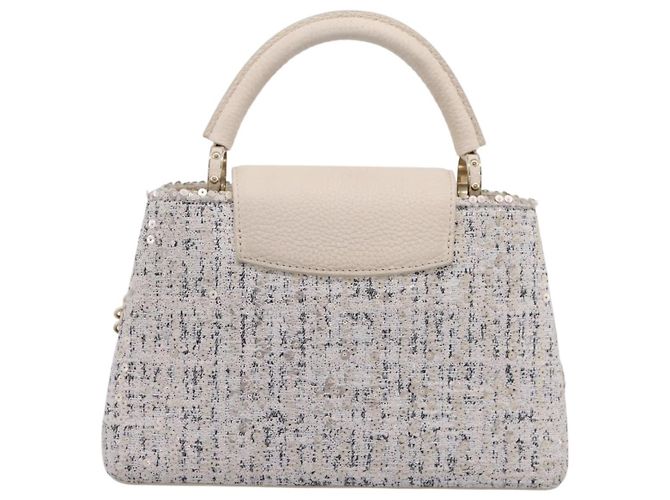 Borsa a mano LOUIS VUITTON Capucine in tweed Ivory LV Auth 198671SAM Crudo - vista 2