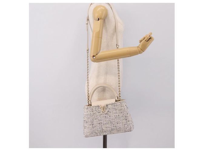 Borsa a mano LOUIS VUITTON Capucine in tweed Ivory LV Auth 198671SAM Crudo - vista 26