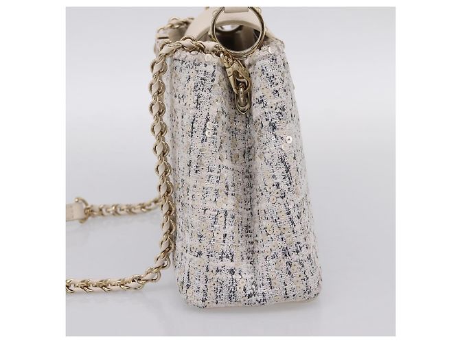 Borsa a mano LOUIS VUITTON Capucine in tweed Ivory LV Auth 198671SAM Crudo - vista 4
