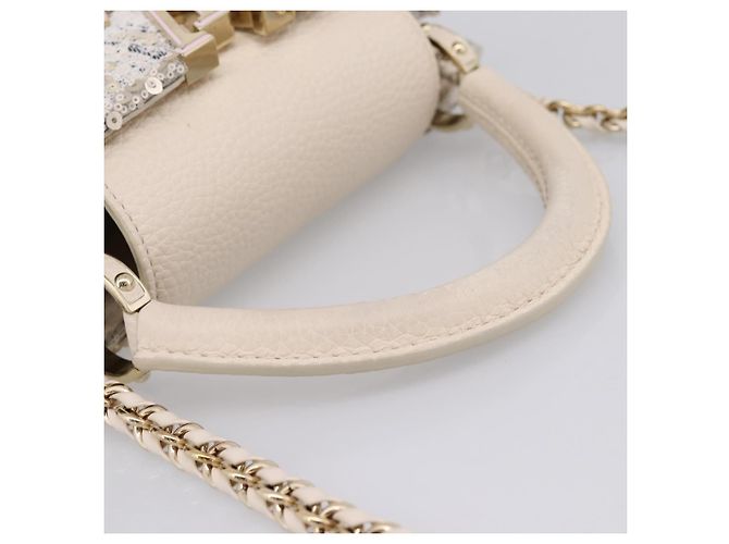 Borsa a mano LOUIS VUITTON Capucine in tweed Ivory LV Auth 198671SAM Crudo - vista 7