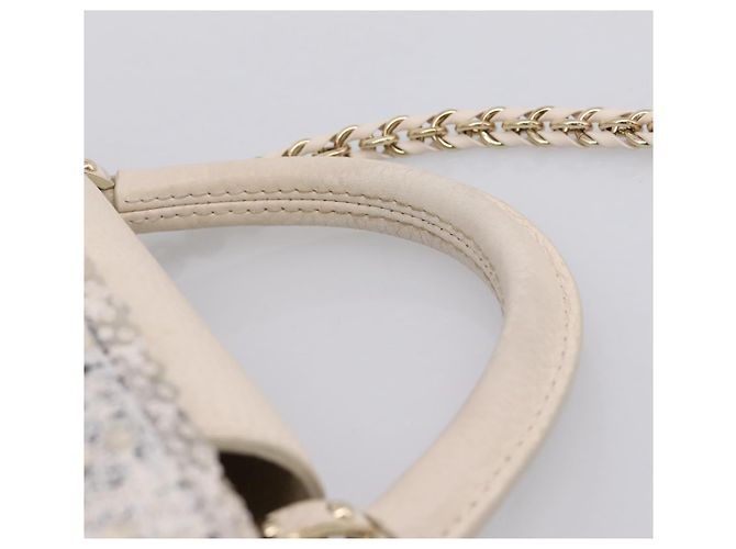 Borsa a mano LOUIS VUITTON Capucine in tweed Ivory LV Auth 198671SAM Crudo - vista 8