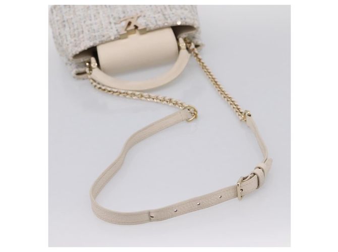 Borsa a mano LOUIS VUITTON Capucine in tweed Ivory LV Auth 198671SAM Crudo - vista 9