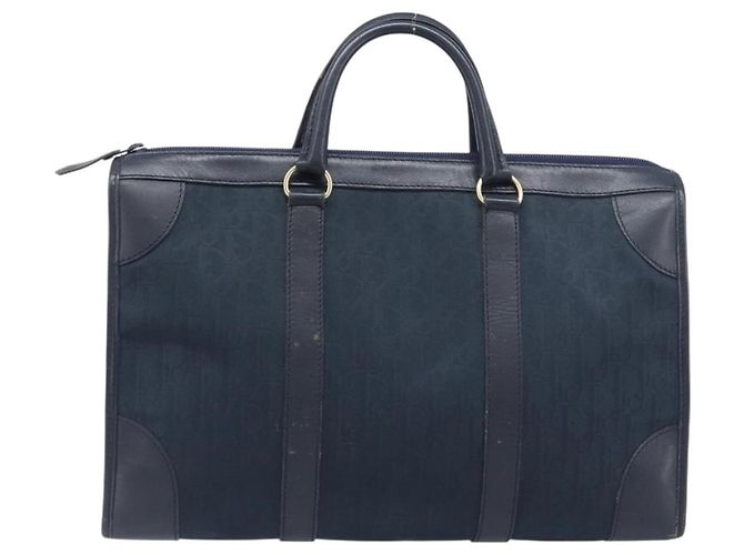 Borsa a mano Christian Dior Trotter Canvas Navy Gold Auth 199593 D'oro Blu navy - vista 13