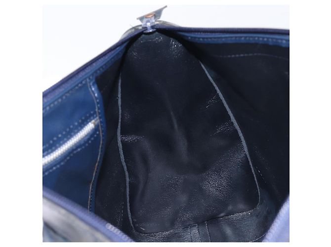Borsa a mano Christian Dior Trotter Canvas Navy Gold Auth 199593 D'oro Blu navy - vista 17