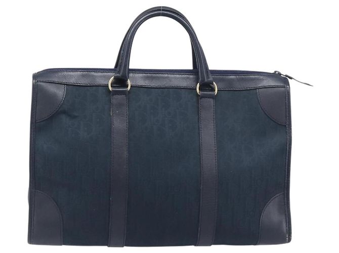 Borsa a mano Christian Dior Trotter Canvas Navy Gold Auth 199593 D'oro Blu navy - vista 2