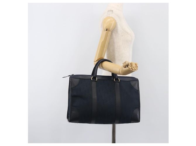 Borsa a mano Christian Dior Trotter Canvas Navy Gold Auth 199593 D'oro Blu navy - vista 20