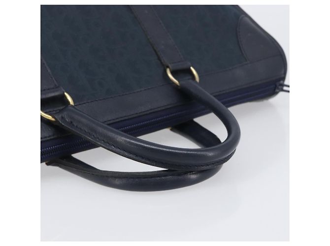 Borsa a mano Christian Dior Trotter Canvas Navy Gold Auth 199593 D'oro Blu navy - vista 7