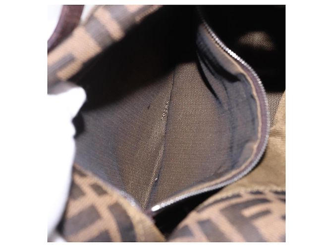Borsa a tracolla FENDI Zucca Canvas Mamma Baguette Nero Marrone Auth 197893A - vista 12