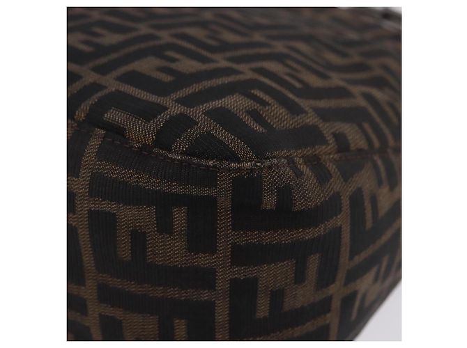 Borsa a tracolla FENDI Zucca Canvas Mamma Baguette Nero Marrone Auth 197893A - vista 17