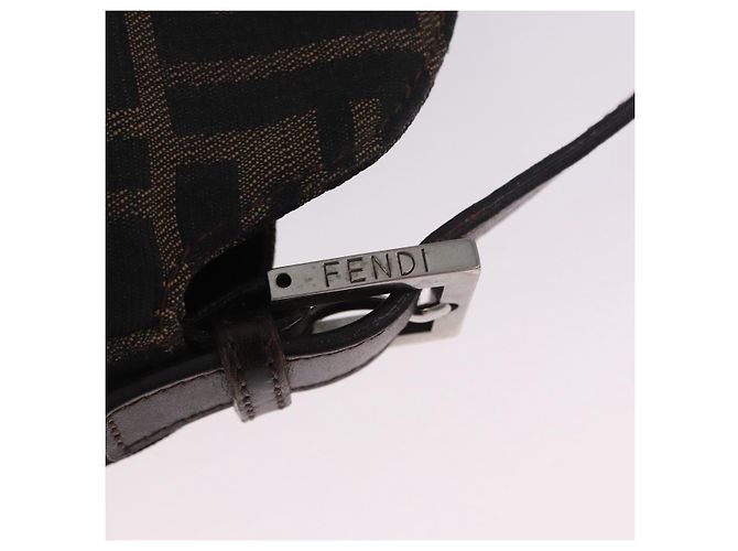 Borsa a tracolla FENDI Zucca Canvas Mamma Baguette Nero Marrone Auth 197893A - vista 18