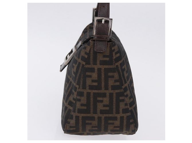 Borsa a tracolla FENDI Zucca Canvas Mamma Baguette Nero Marrone Auth 197893A - vista 3