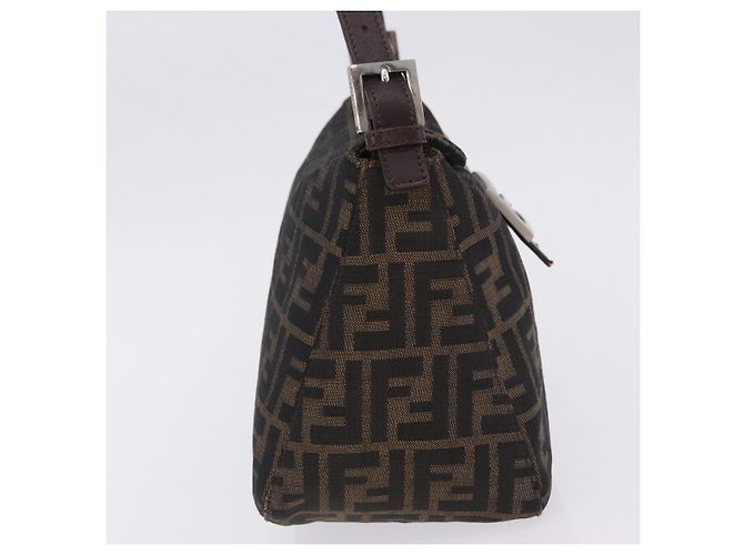 Borsa a tracolla FENDI Zucca Canvas Mamma Baguette Nero Marrone Auth 197893A - vista 4