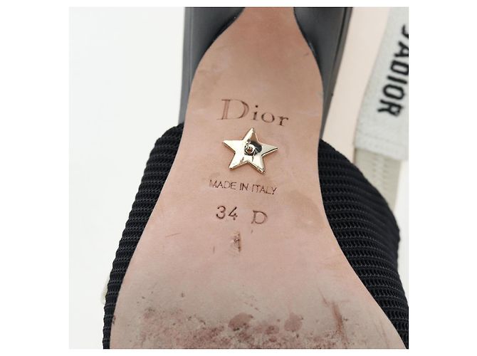 Décolleté Slingback Christian Dior in pelle nera Auth 196738M Nero - vista 12