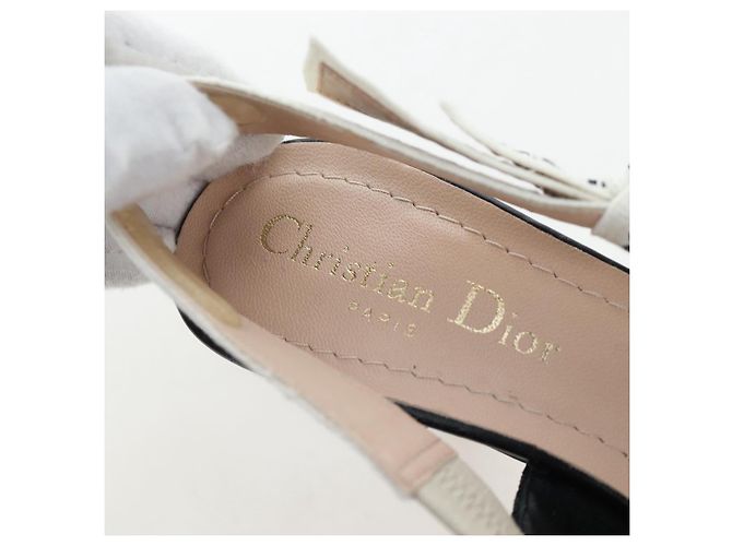 Décolleté Slingback Christian Dior in pelle nera Auth 196738M Nero - vista 14