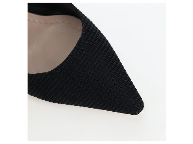 Décolleté Slingback Christian Dior in pelle nera Auth 196738M Nero - vista 18