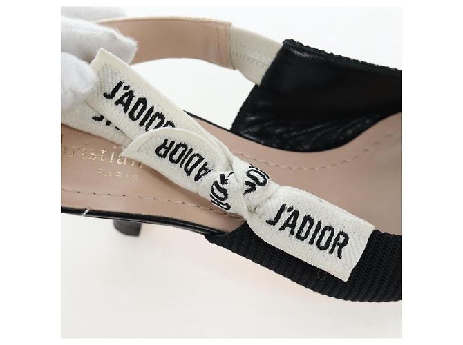 Décolleté Slingback Christian Dior in pelle nera Auth 196738M Nero - vista 19