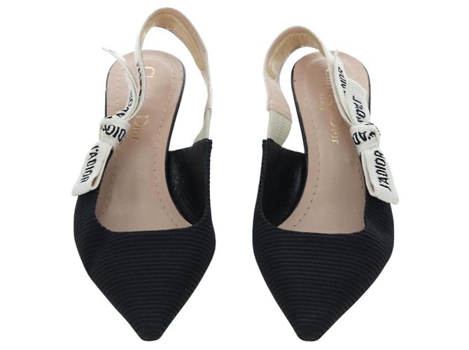 Décolleté Slingback Christian Dior in pelle nera Auth 196738M Nero - vista 2