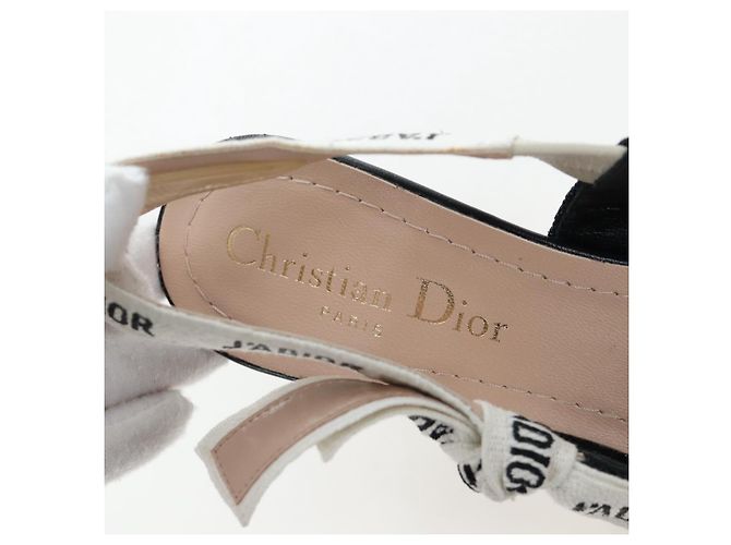 Décolleté Slingback Christian Dior in pelle nera Auth 196738M Nero - vista 26