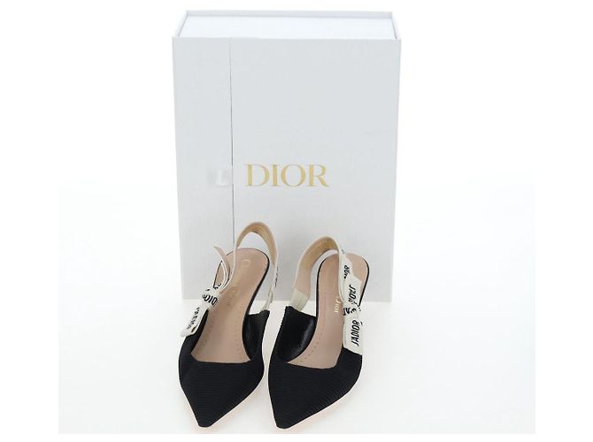 Décolleté Slingback Christian Dior in pelle nera Auth 196738M Nero - vista 29