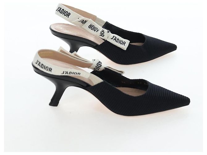 Décolleté Slingback Christian Dior in pelle nera Auth 196738M Nero - vista 5
