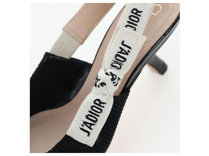 Décolleté Slingback Christian Dior in pelle nera Auth 196738M Nero - vista 8