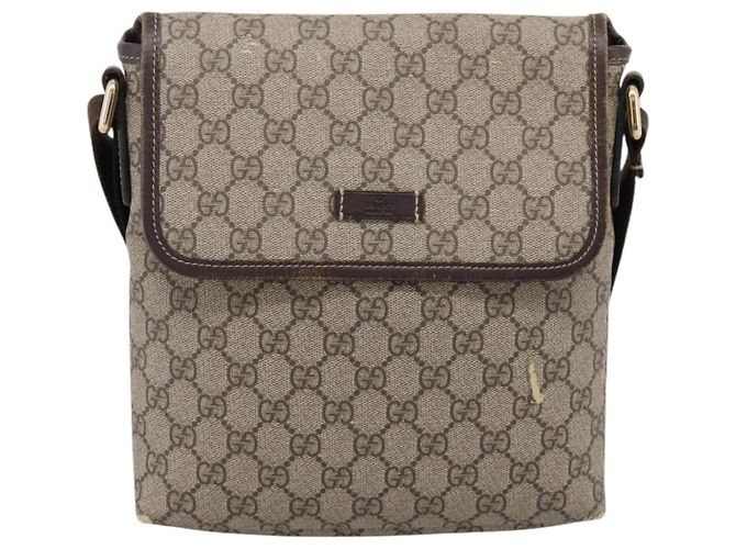 Borsa a tracolla GUCCI GG Supreme PVC Beige Gold 223666 Auth 200916 D'oro - vista 13