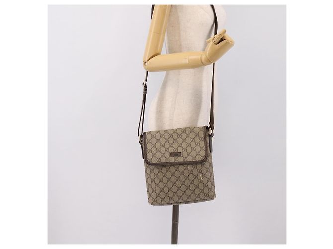 Borsa a tracolla GUCCI GG Supreme PVC Beige Gold 223666 Auth 200916 D'oro - vista 21