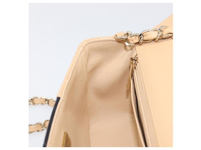 Sac à épaule Mini Matelassé avec chaîne CHANEL Cuir Agneau Beige Or CC Auth 198755SAM Doré - vue 25