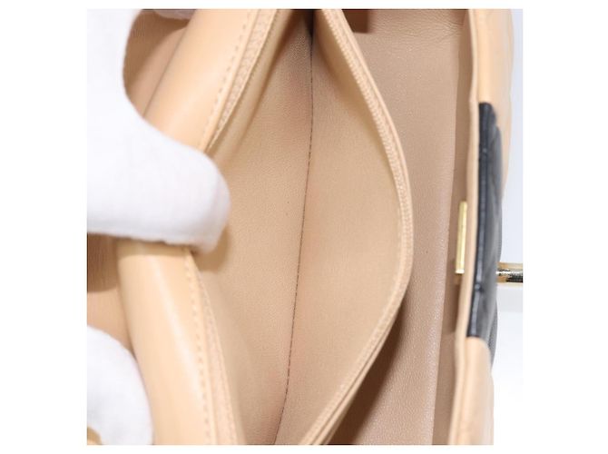 Sac à épaule Mini Matelassé avec chaîne CHANEL Cuir Agneau Beige Or CC Auth 198755SAM Doré - vue 27