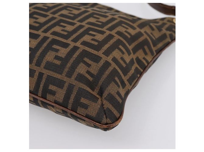 Borsa a tracolla FENDI Zucca Canvas Marrone Tono Oro Auth 199011 - vista 14