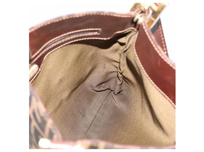 Borsa a tracolla FENDI Zucca Canvas Marrone Tono Oro Auth 199011 - vista 18