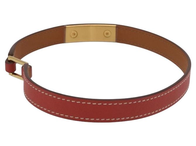 Hermès Bracciale HERMES Rival Double Tour Pelle Rossa Oro Auth ka5905M Rosso D'oro - vista 3