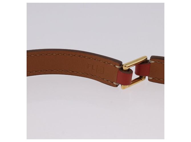 Hermès Bracciale HERMES Rival Double Tour Pelle Rossa Oro Auth ka5905M Rosso D'oro - vista 8
