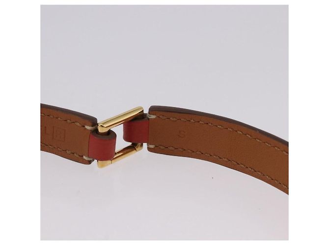 Hermès Bracciale HERMES Rival Double Tour Pelle Rossa Oro Auth ka5905M Rosso D'oro - vista 9