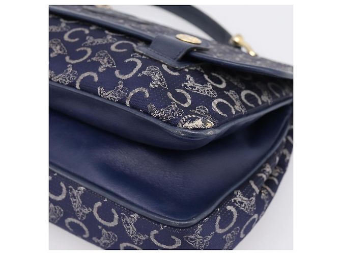 Céline Borsa a mano CELINE C Saluki Canvas Navy Gold Tone Auth 200184 Blu navy - vista 10