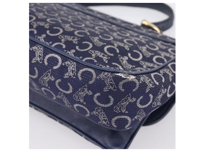 Céline Borsa a mano CELINE C Saluki Canvas Navy Gold Tone Auth 200184 Blu navy - vista 15