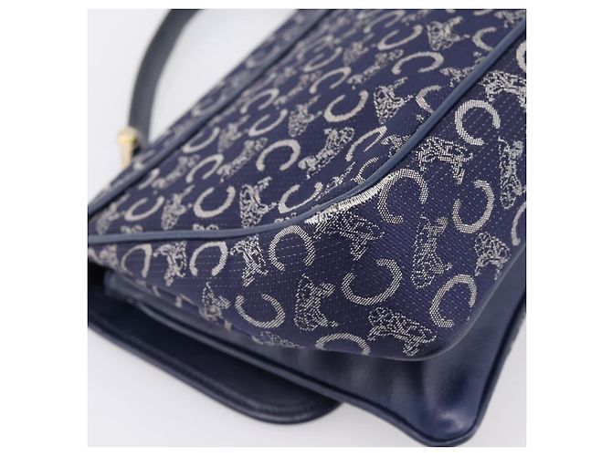 Céline Borsa a mano CELINE C Saluki Canvas Navy Gold Tone Auth 200184 Blu navy - vista 16