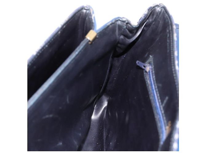 Céline Borsa a mano CELINE C Saluki Canvas Navy Gold Tone Auth 200184 Blu navy - vista 18