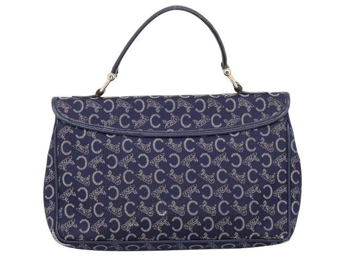 Céline Borsa a mano CELINE C Saluki Canvas Navy Gold Tone Auth 200184 Blu navy - vista 2