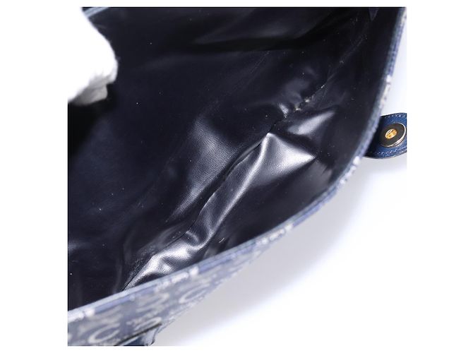 Céline Borsa a mano CELINE C Saluki Canvas Navy Gold Tone Auth 200184 Blu navy - vista 21