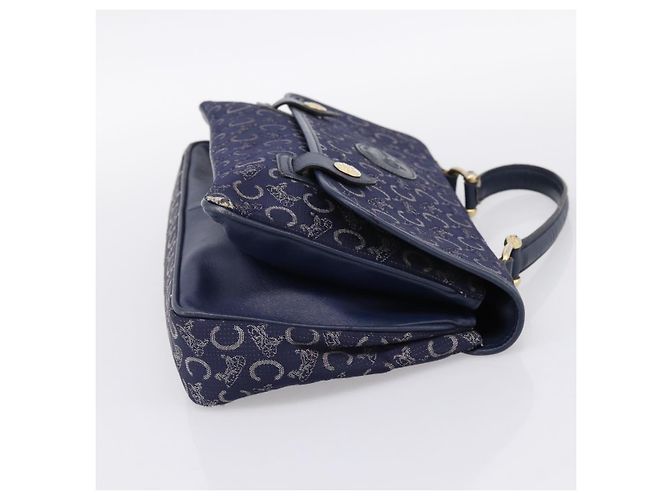 Céline Borsa a mano CELINE C Saluki Canvas Navy Gold Tone Auth 200184 Blu navy - vista 4