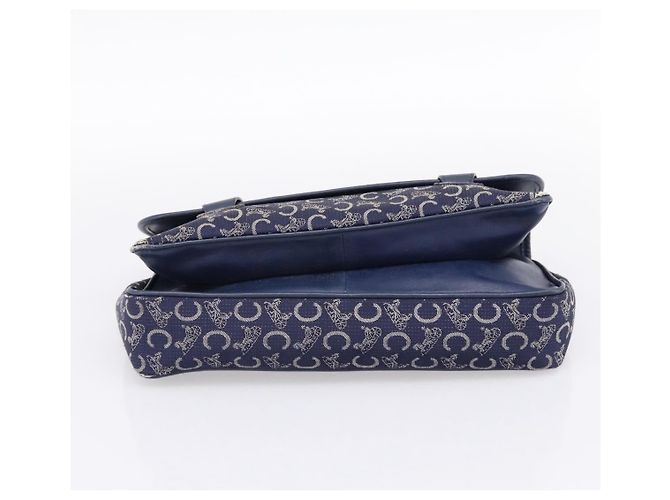 Céline Borsa a mano CELINE C Saluki Canvas Navy Gold Tone Auth 200184 Blu navy - vista 5