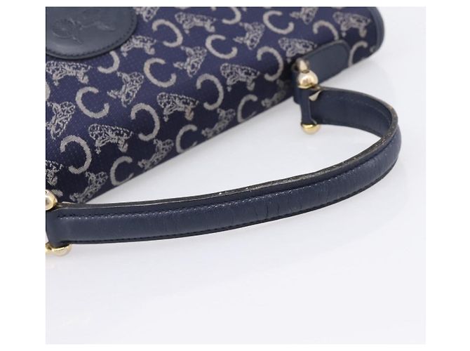 Céline Borsa a mano CELINE C Saluki Canvas Navy Gold Tone Auth 200184 Blu navy - vista 7